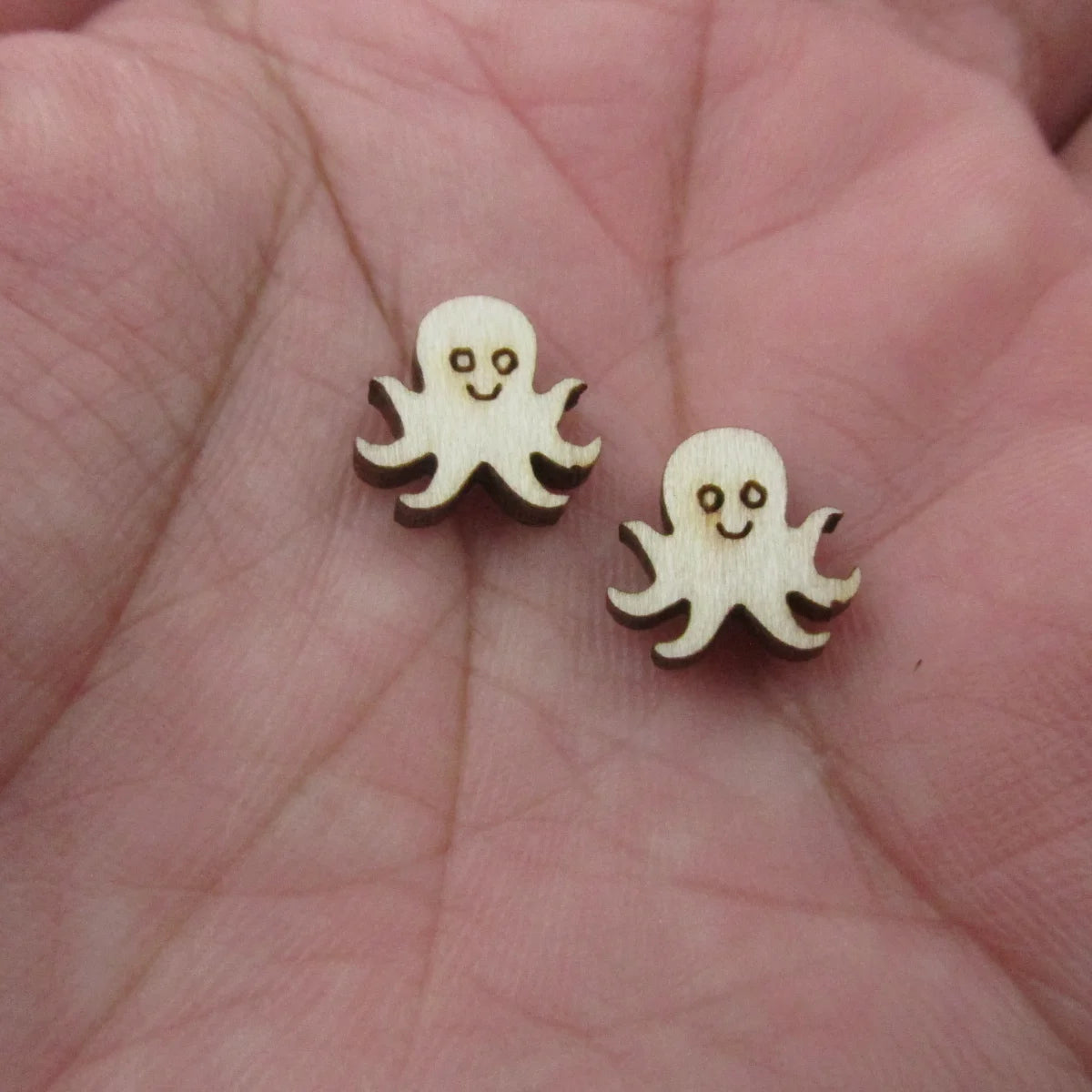 5 Pair Unfinished Blank Wooden Under The Sea Ocean Cabochon Jellyfish Octopus Post Turtle Lobster Crab Wood Earrings Stud