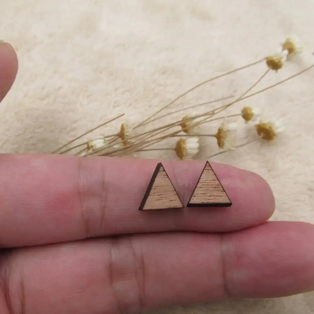 10pcs Unfinished Blank Wooden Geometric Triangular Mountain Shapes, DIY Wood Crafts Stud Earrings, Jewelry Making