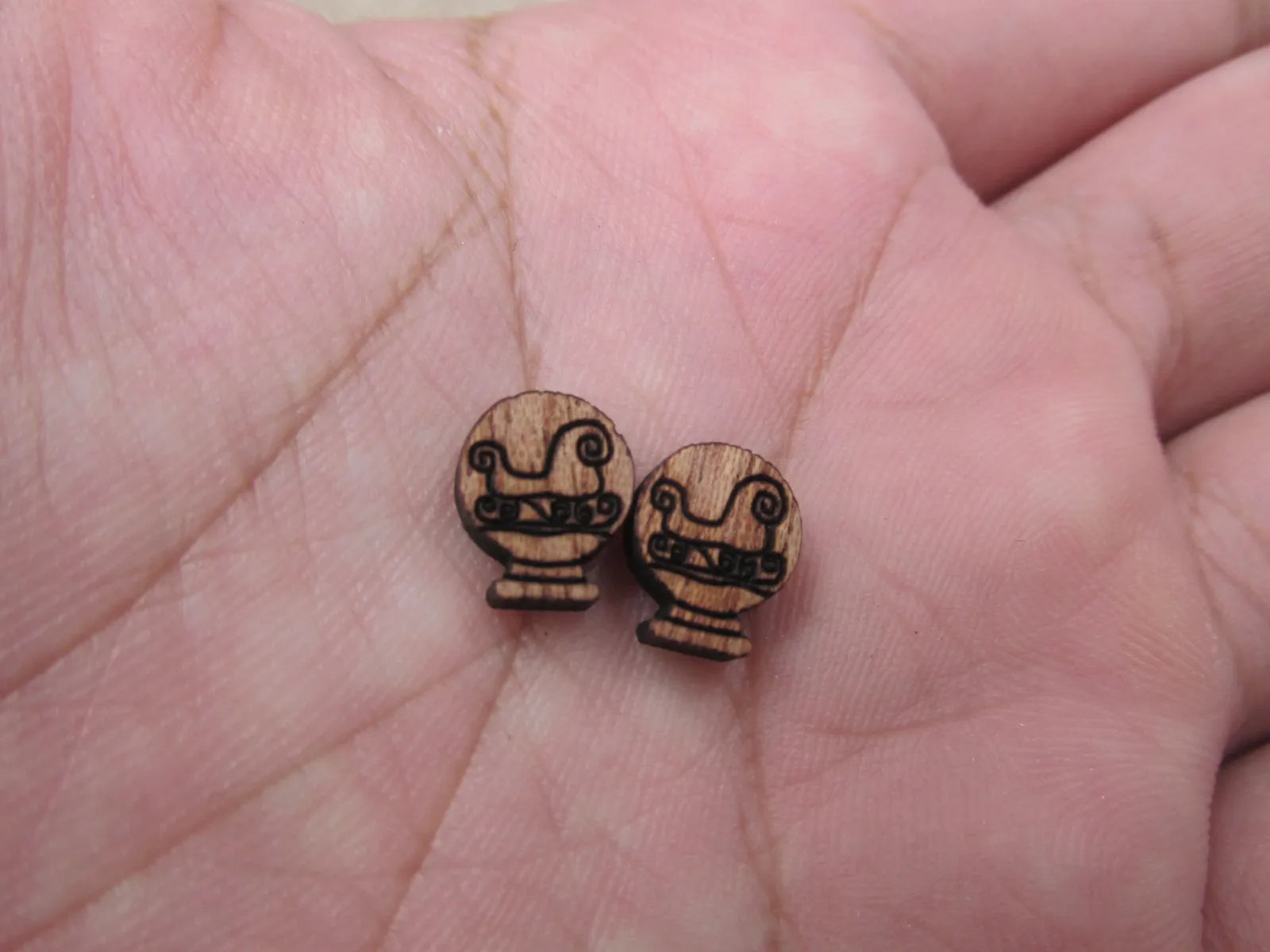 5 Pair Unfinished Blank Mini Wood Cabochon Christmas Snow Globe Wooden Cutout Shapes For Paint Kit Craft  DIY Stud Earrings