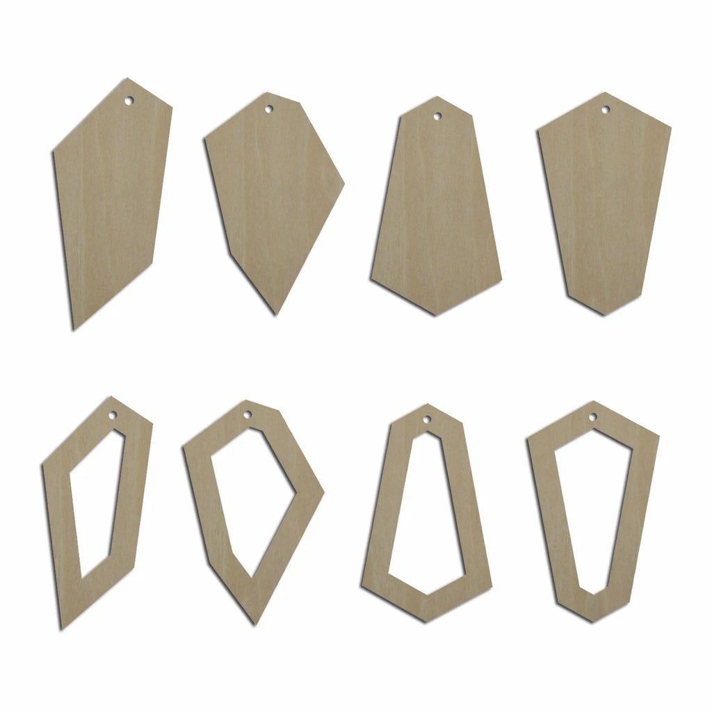 10pcs Laser Cut Unfinished Blank Wood Geometric Hollow Anomaly Cutout Shape Earring Pendant Jewelry Charm Finding