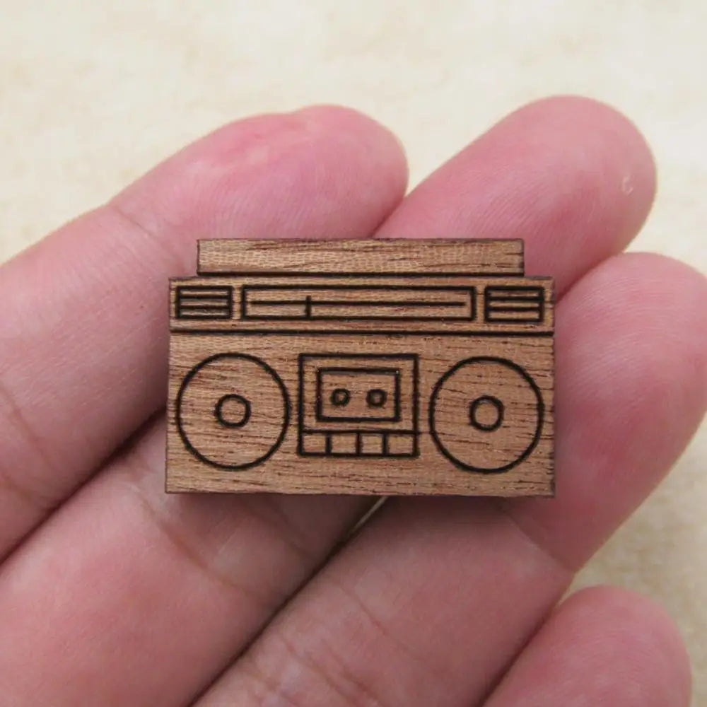 Laser Engraved Wooden Charms House Camera Game  Cassette Tap Items Boombox Scissor Cutouts Pendant For Jewerly DIY Making