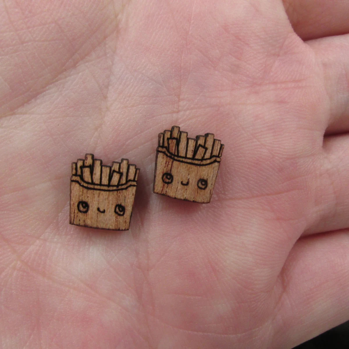 5 Pair Unfinished Blank Foods Wood Cabochon French Fries Hamburger Wooden Shape Pendant For DIY Jewerly Earrings Supplier