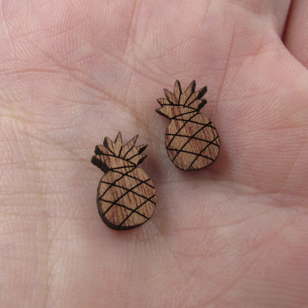 5 Pairs Unfinished Laser Engraved Wood Cabochon Shape Plants Pinapple Charms Wooden Jewerly Earrings Suppliers