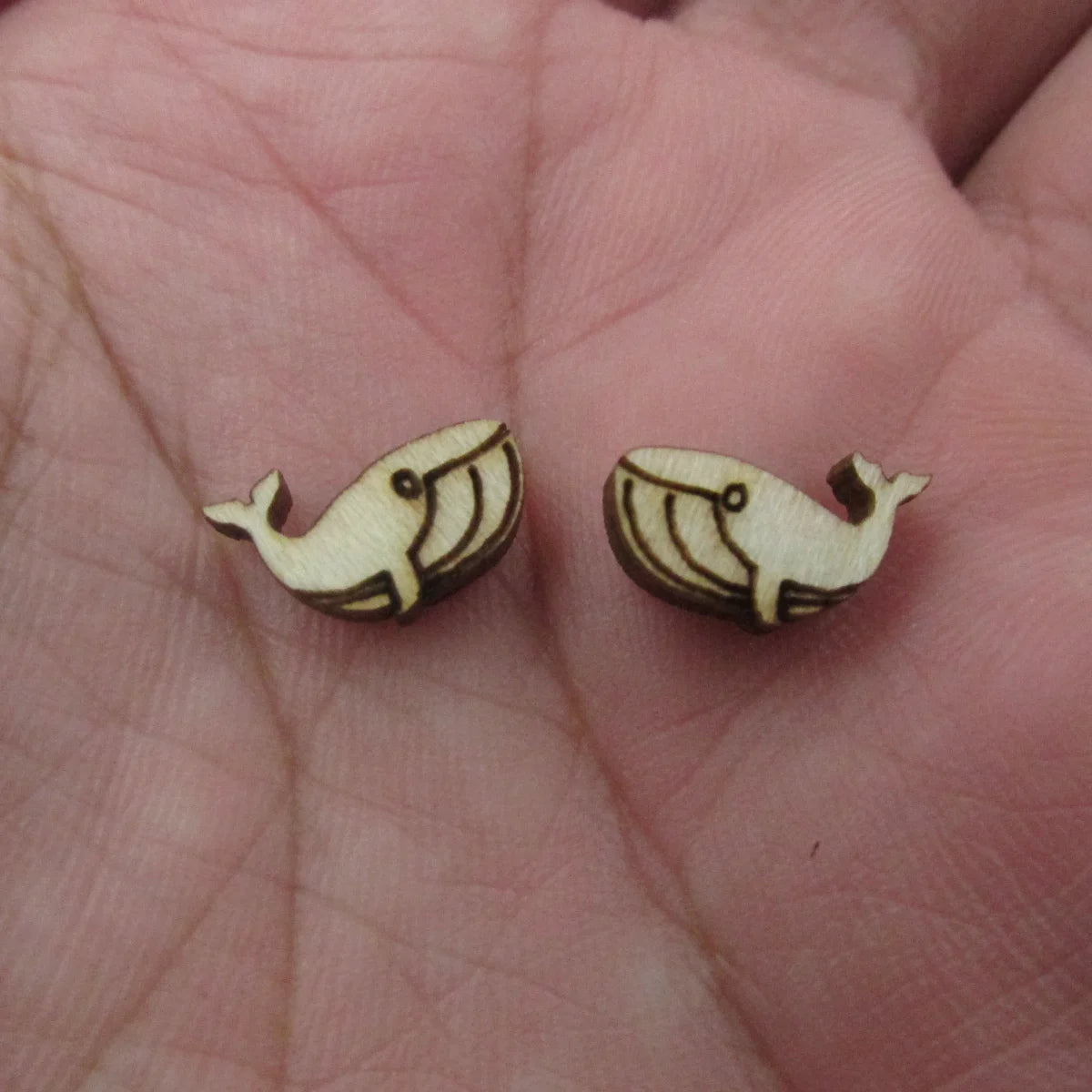 5 Pair Unfinished Blank Wooden Under The Sea Ocean Narwhal Dolphin Post Beluga Orca Whale Wood Earrings Stud