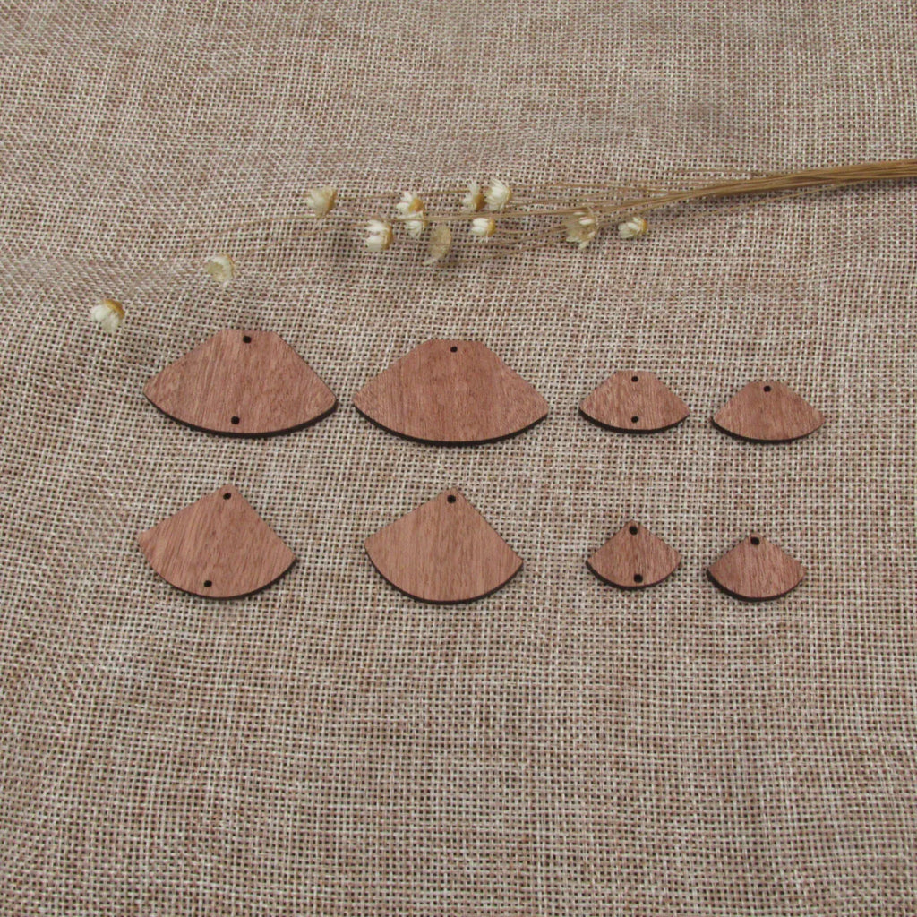 6pcs Unfinished Blank Wooden Circular Sector Fan Wood Shape Cutout Connector For  DIY Necklace Earring Making Jewelry