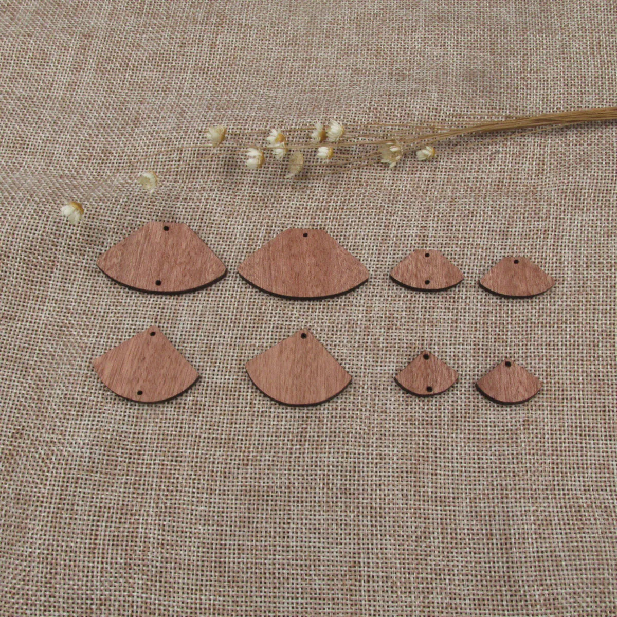 6pcs Unfinished Blank Wooden Circular Sector Fan Wood Shape Cutout Connector For  DIY Necklace Earring Making Jewelry