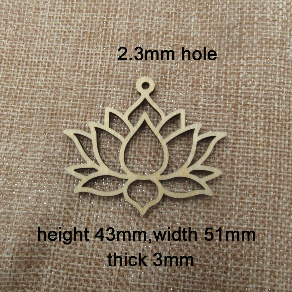 10pcs Unfinished Wooden Blanks Flower Lotus Shape Laser Cut Wood Frame For DIY Earrings Findings Jewelry