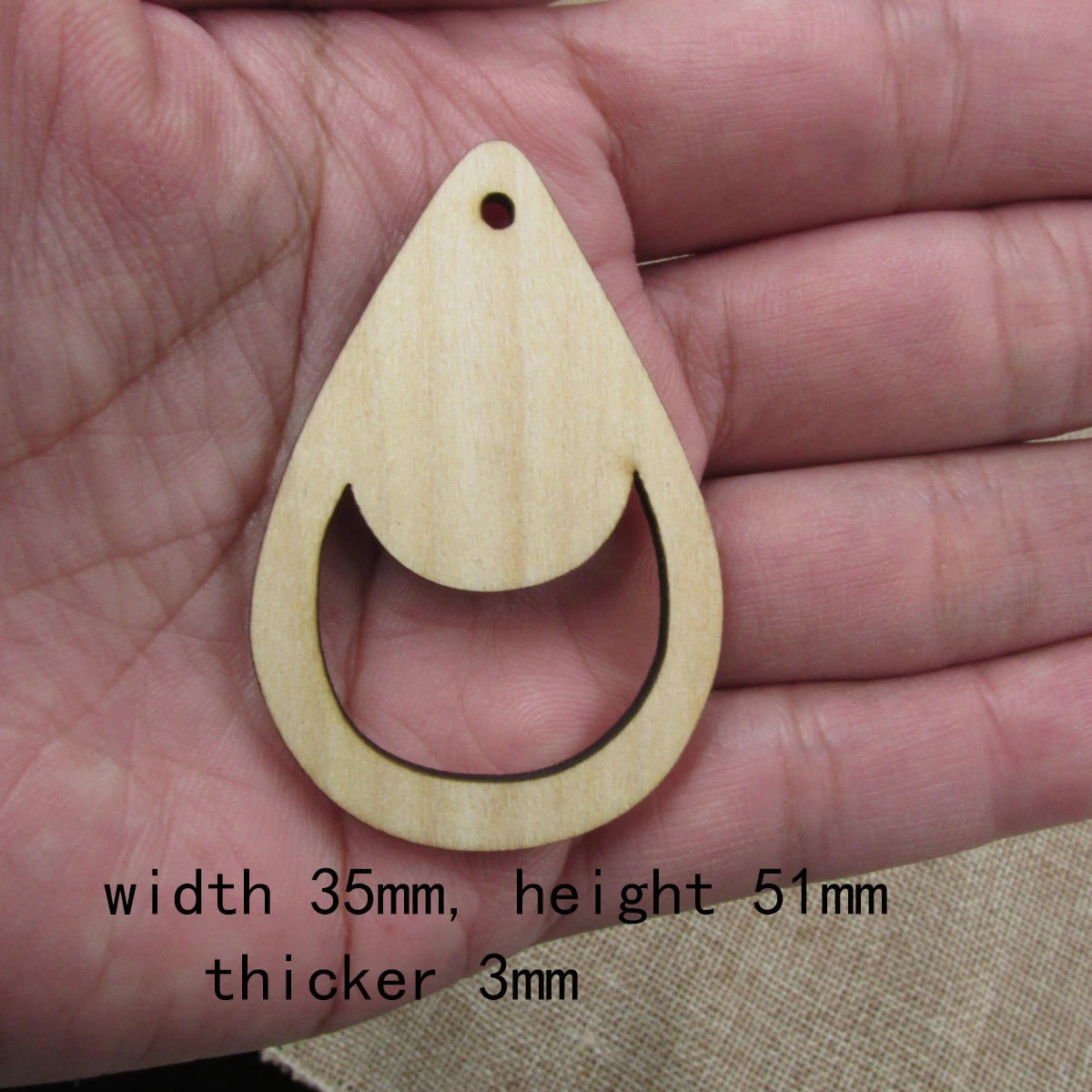 10pcs 2 inch Height Unfinished Wooden Blanks Teardrop Raindrop Waterdrop Macrame DIY Earrings Findings Accessories Supplies