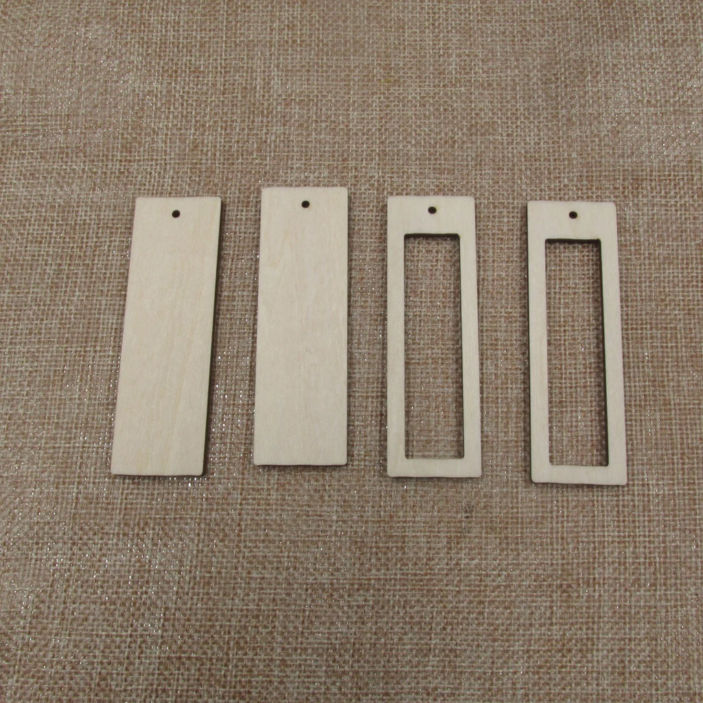 10pcs All Size DIY Unfinished Laser Cut Wood Earrings Blanks Geometric Hollow Bar Shape For Jewelry Accessories