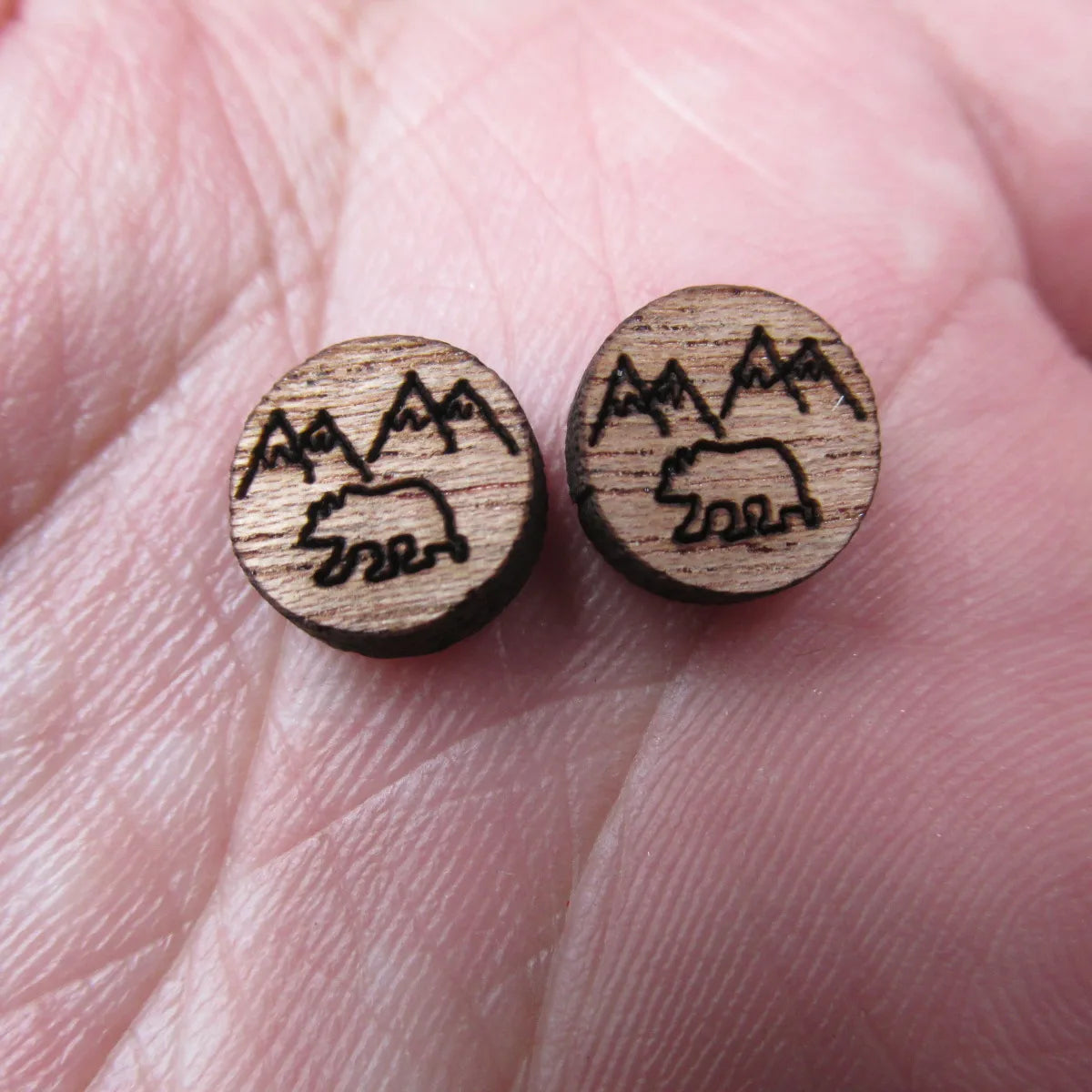 Unfinished Laser Engraved Wooden Mountain Cabochon Charms For Handmade DIY Craft  Earring Stud  Jewerly