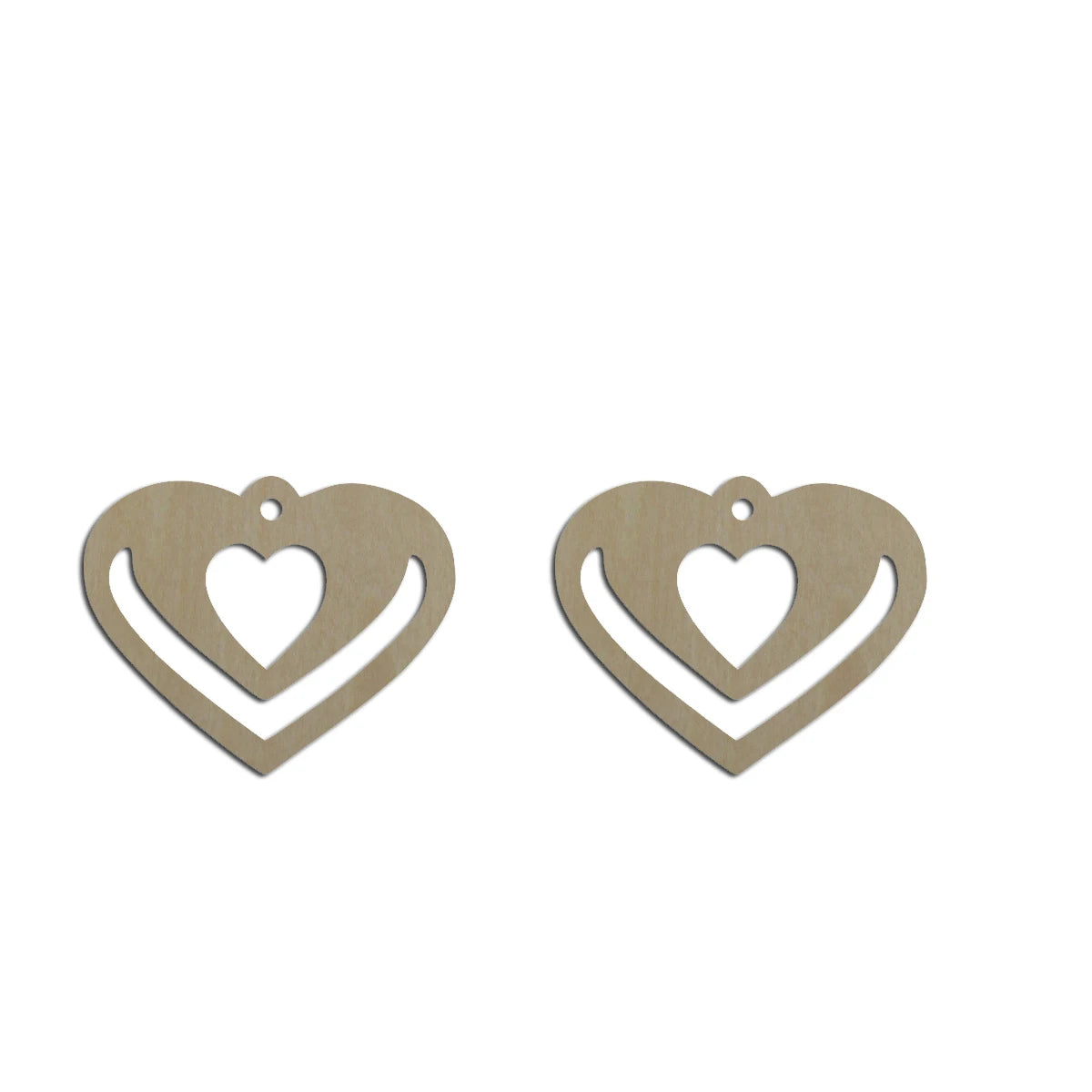 10pcs Unfinished Wood Blank Double Heart Cutout Shape Macrame Earring Pendant Charms For DIY Jewelry Making