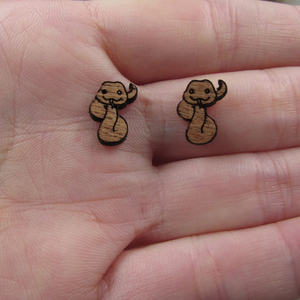 5 Pair Unfinished Wooden Cabochon Animal Snake Jewerly Accessory For DIY Handmade Earring Stud Charms