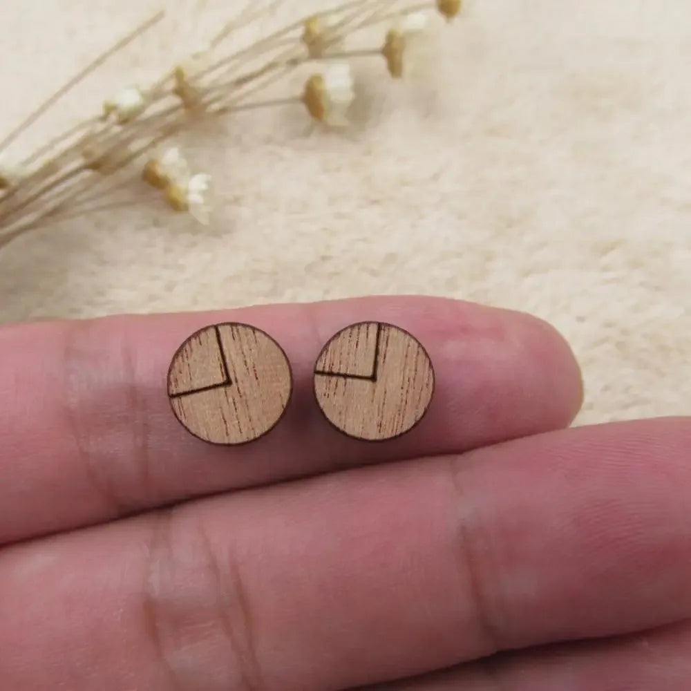 Unfinished Blank Solid Wooden Geometric Circle Round Shapes For DIy Wood Crafts Stud Earrings Accessories Jewelry Making Proj