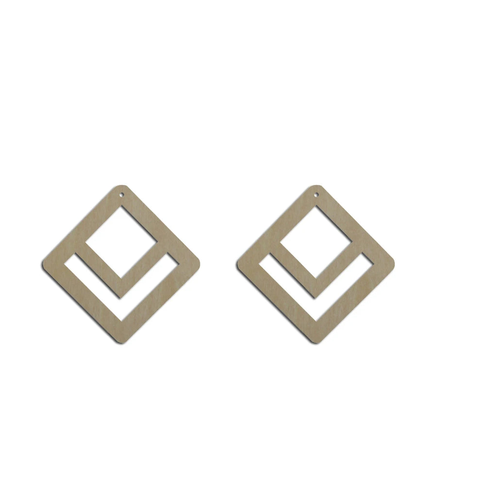 10pcs Unfinished Wood Blank Geometric Diamond Square Frame Shape Macrame Earring Part Findings Wholesale For DIY Jewelry Making