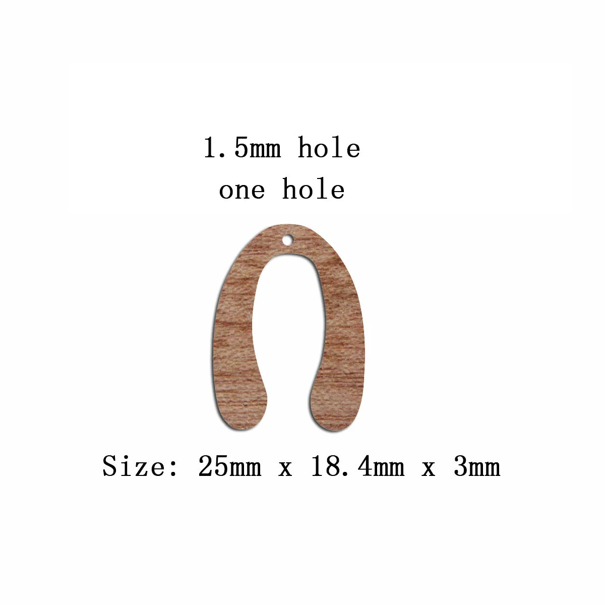 6pcs Unfinished 25mm x 18mm Blank Wooden U Semi Circle Post Stud Earring Connector Pendant for Jewelry Making