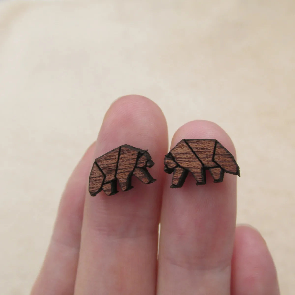 Mini Wooden Cabochon Laser Cut Animal Bear Wood Items For Earring Stud Making Jewerly Supplies