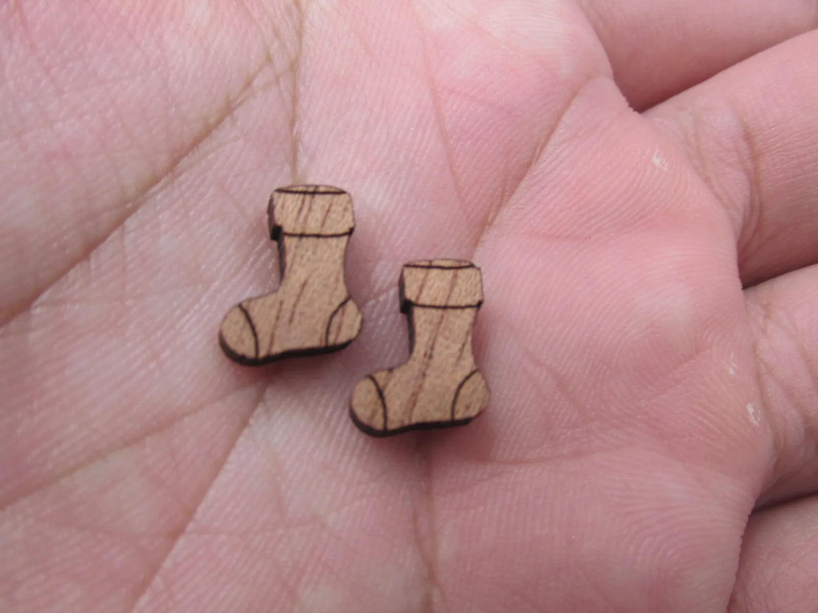 5 Pair Unfinished Blank MINI Wood Cabochon Christmas Light Stocking Sock Wooden Cutout Shape For DIY  Earrings Supplies
