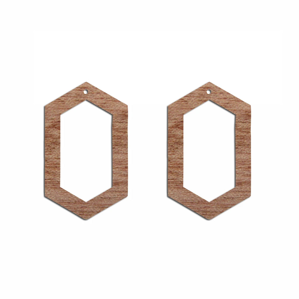 6pcs Unfinished Blank Wooden Geometric Hexagon Hoop Shape Wood Drop Earring Charms Pendant for DIY Jewelry Making