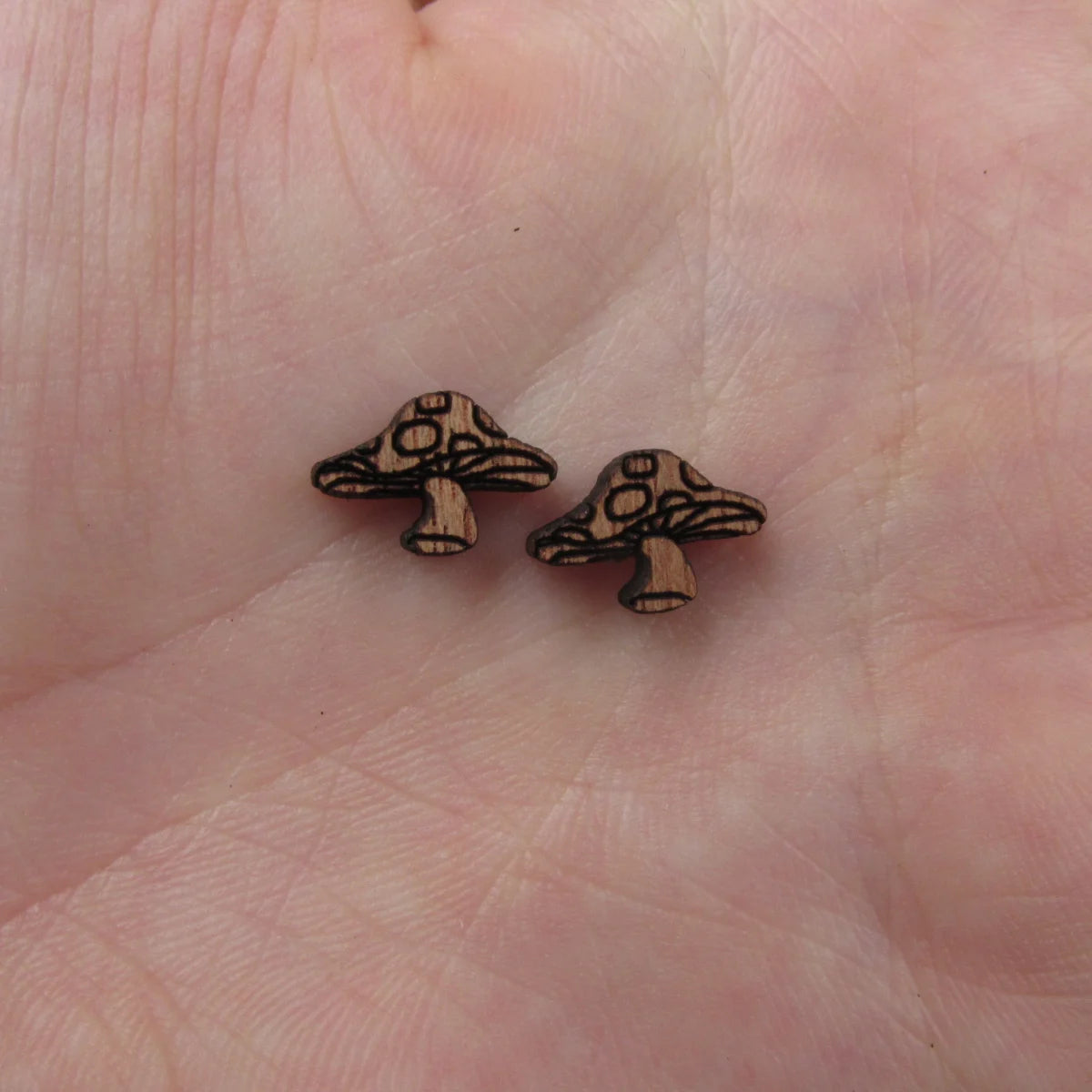 5 Pair Unfinished Blank Wooden Plants Mushroom Cabochon Wood Shape Cutouts For DIY Craft Earring Stud