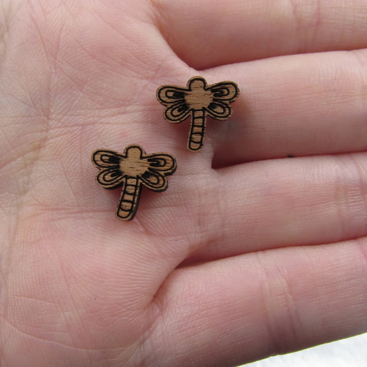5 Pair Unfinished Wooden Cabochon Laser Cut Insect Dragonfly Jewerly Accessory For DIY Handmade Earring Stud