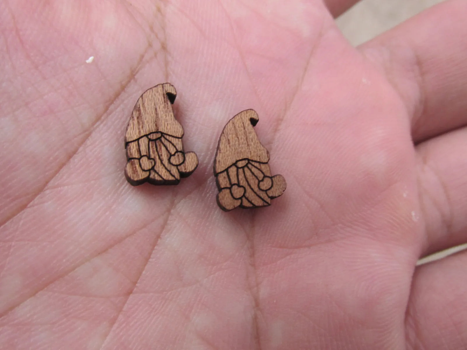 5 Pair Unfinished Blank MINI Wood Cabochon Christmas Gnomes Wooden Cutout Shapes For DIY Stud Earrings Supplies