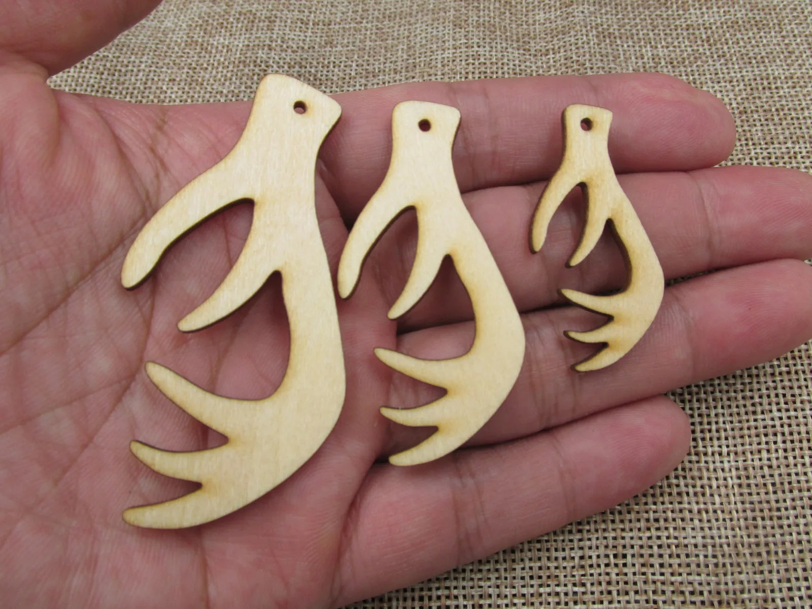 Unfinished Laser Cut Wooden Earrings Blank Pendant Wood Wild Animals Deer Horn Shapes For DIY Jewelry Project Making