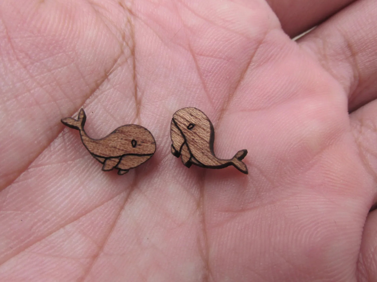 5 Pair Unfinished Wooden Cabochon Sea Animal whales Jewerly Accessory For DIY Handmade Earring Stud Pin