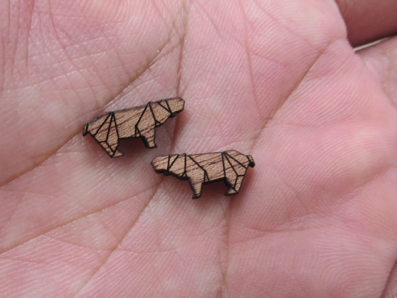 5 Pair Unfinished Laser Cut Blank Wlid Animal Wooden Hippo Cabochon Charms Wood Shape Cutouts For DIY Craft  Earring Stud