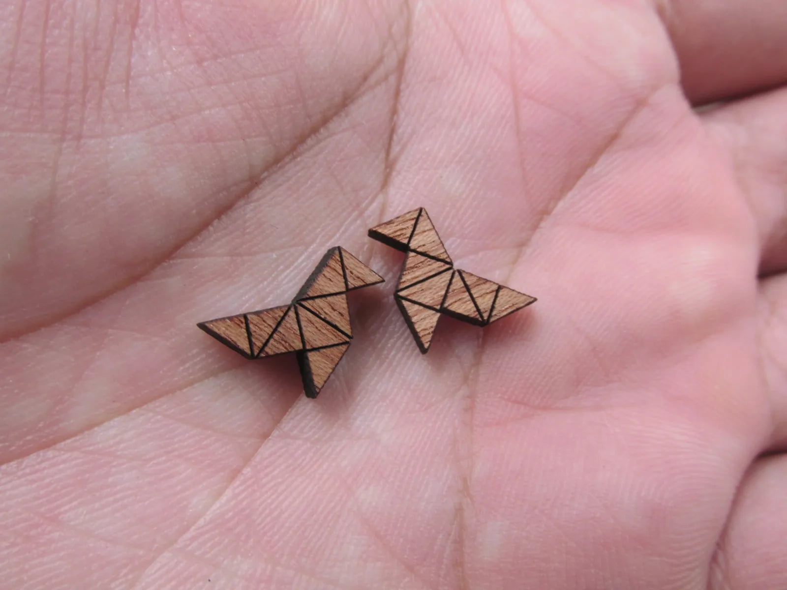 5 Pair Origami Paper Crane Unfinished Blank Wood Cabochon Animal Birds Wooden Cutout Shapes For DIY Stud Earrings Supplies