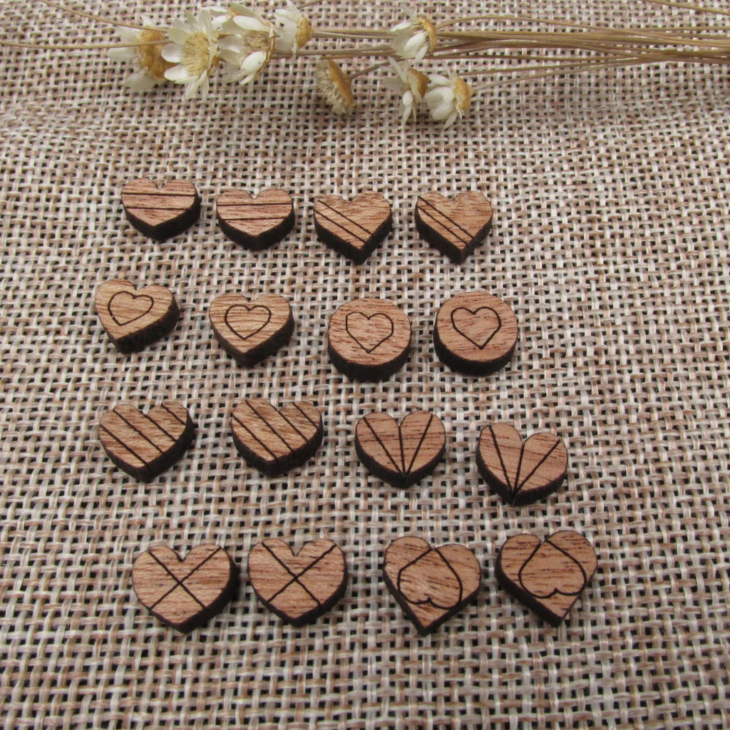 5 Pair Unfinished Blank Double Heart Wooden Cutout Shapes For DIY Stud Earrings Supplies