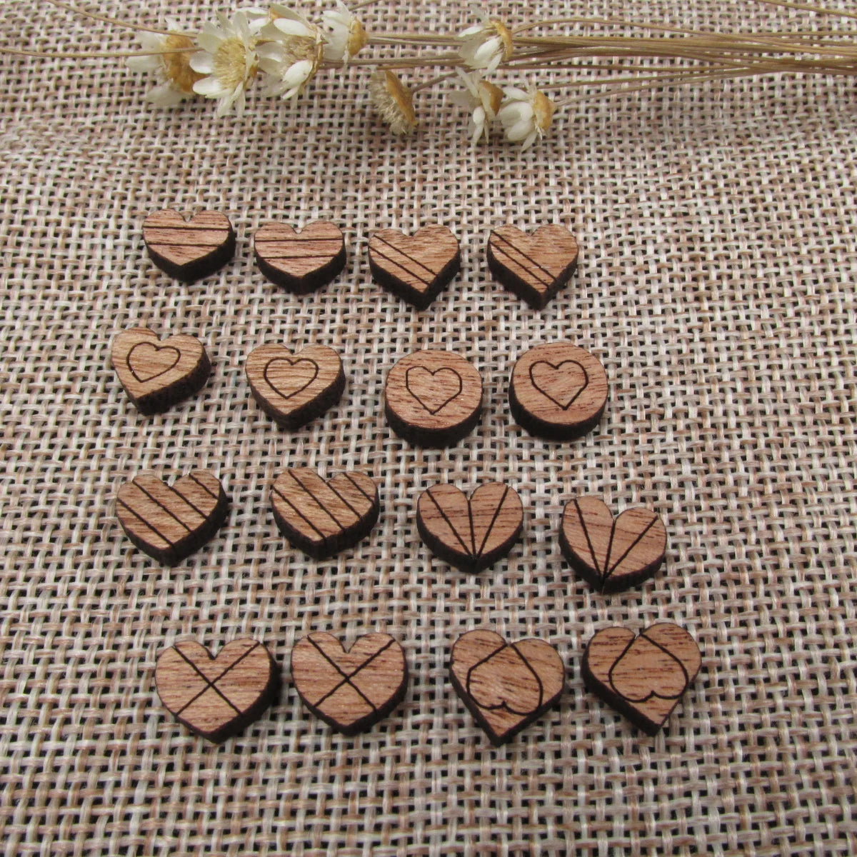 5 Pair Unfinished Blank Double Heart Wooden Cutout Shapes For DIY Stud Earrings Supplies