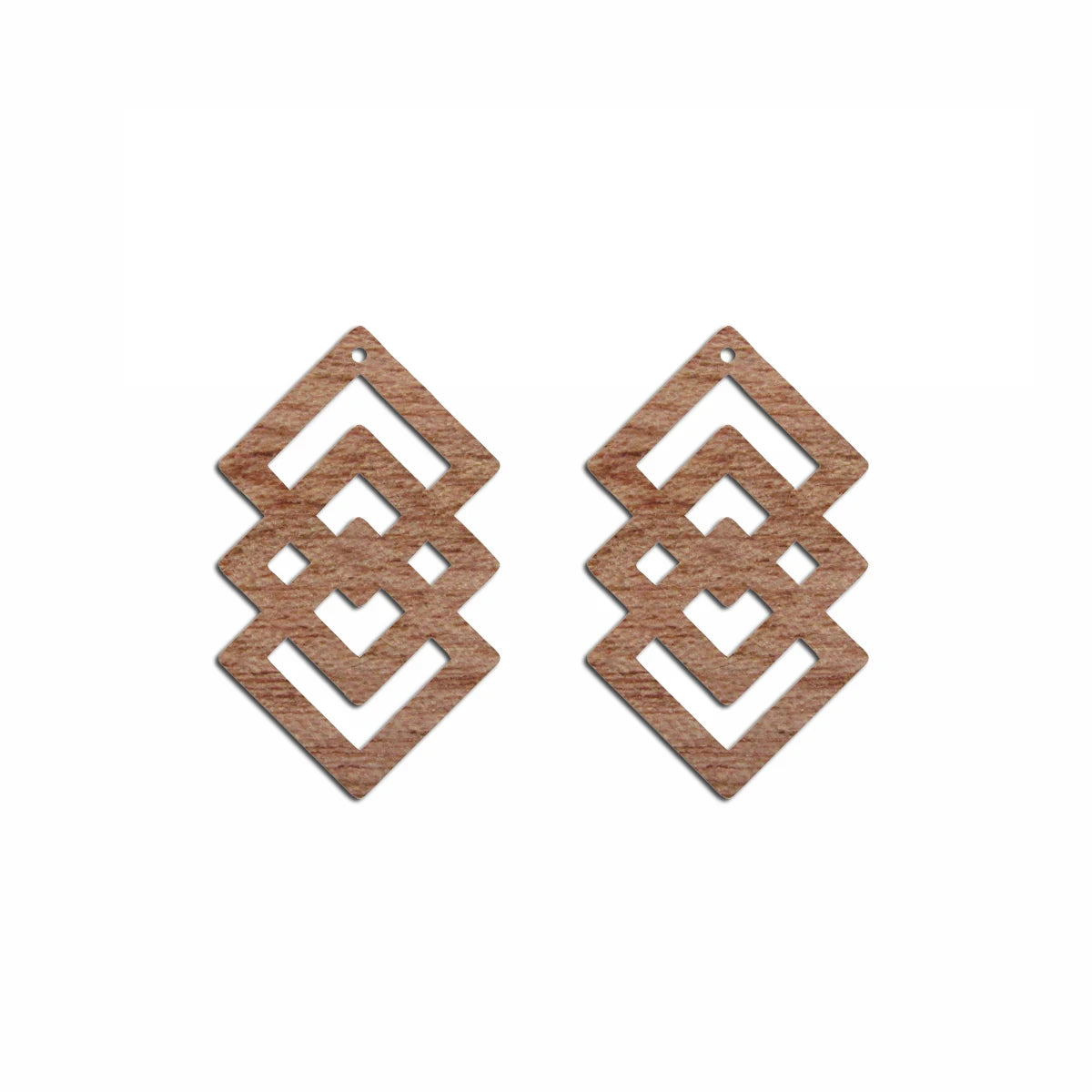 6pcs Unfinished Blank Wooden Geometric Squares Shape Wood Drop Earring Charms Pendant for DIY Jewelry Making