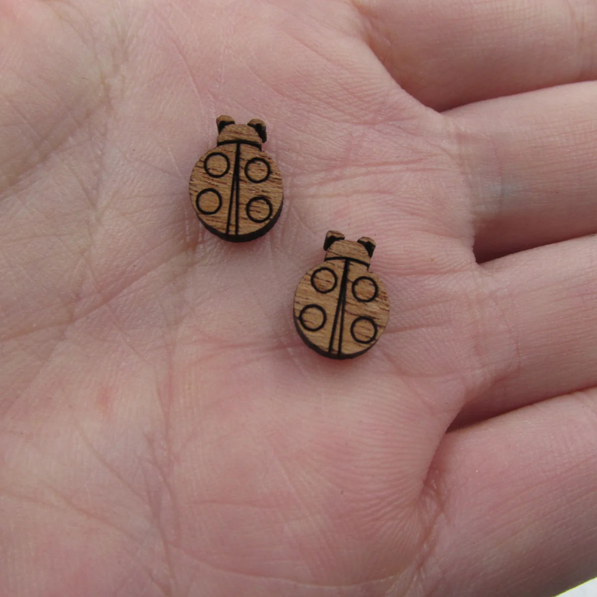 5 Pair Unfinished Blank Insect Bugs Wooden Ladybug Cabochon Charm Wood Shape Cutouts For DIY Craft  Earring