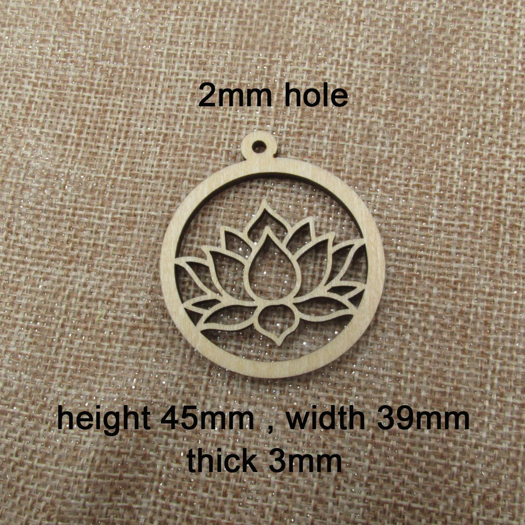 10pcs Unfinished Wooden Blanks Flower Lotus Shape Laser Cut Circle Lotus Wood For DIY Earrings Findings Jewelry