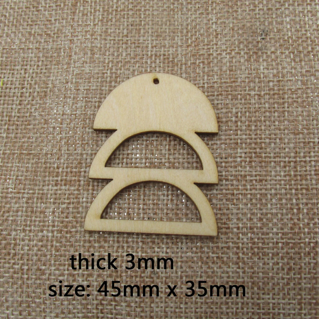 10pcs Unfinished Wooden Blanks Geometric Three Semi  Half Circle Wood Macrame For DIY Earrings Findings Jewelry