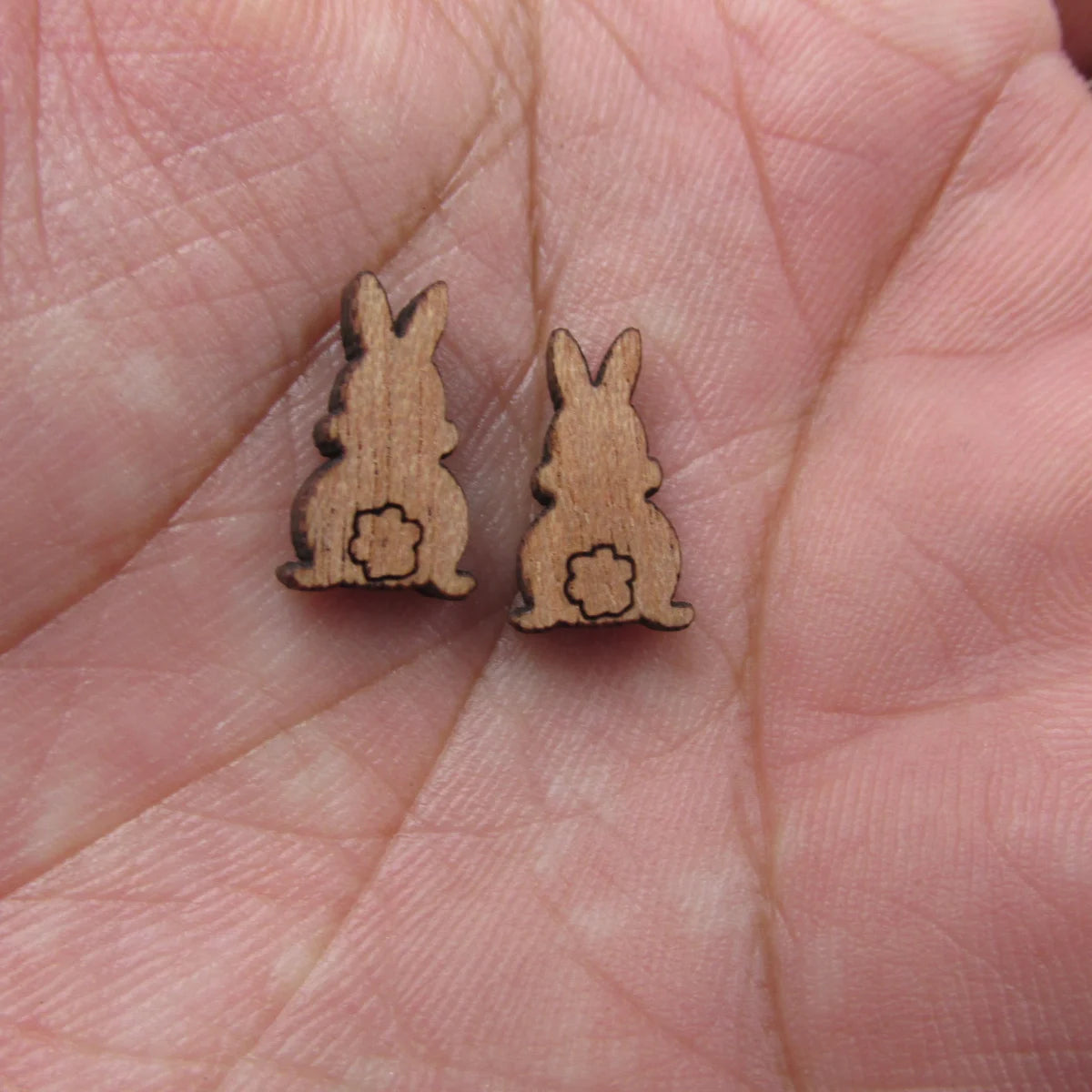 5 Pair Unfinished Blank Easter Wooden Bunny Rabbit Carrot Eggs Cabochon Wood Shape Cutouts For DIY Craft Earring Stud