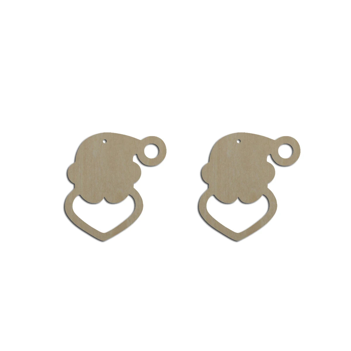 10pcs Unfinished Wood Blanks Christmas Santa Head Cutout Shape Macrame Earring Pendant Charm For DIY Jewelry Making