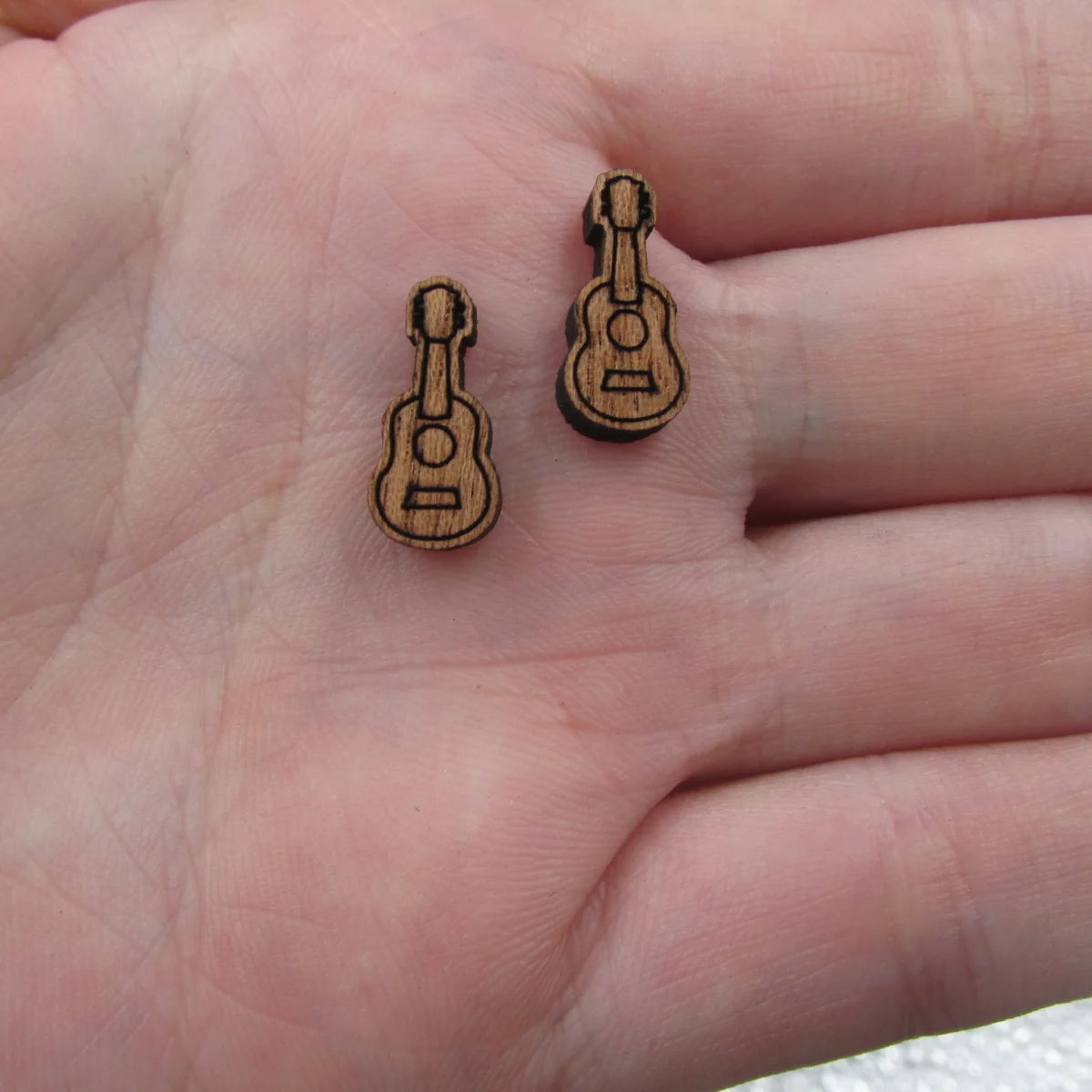 5 Pair Unfinished Blank Musical Wooden Music Note And Guitar Cabochon Charm Wood Shape Cutouts For DIY Craft  Earring