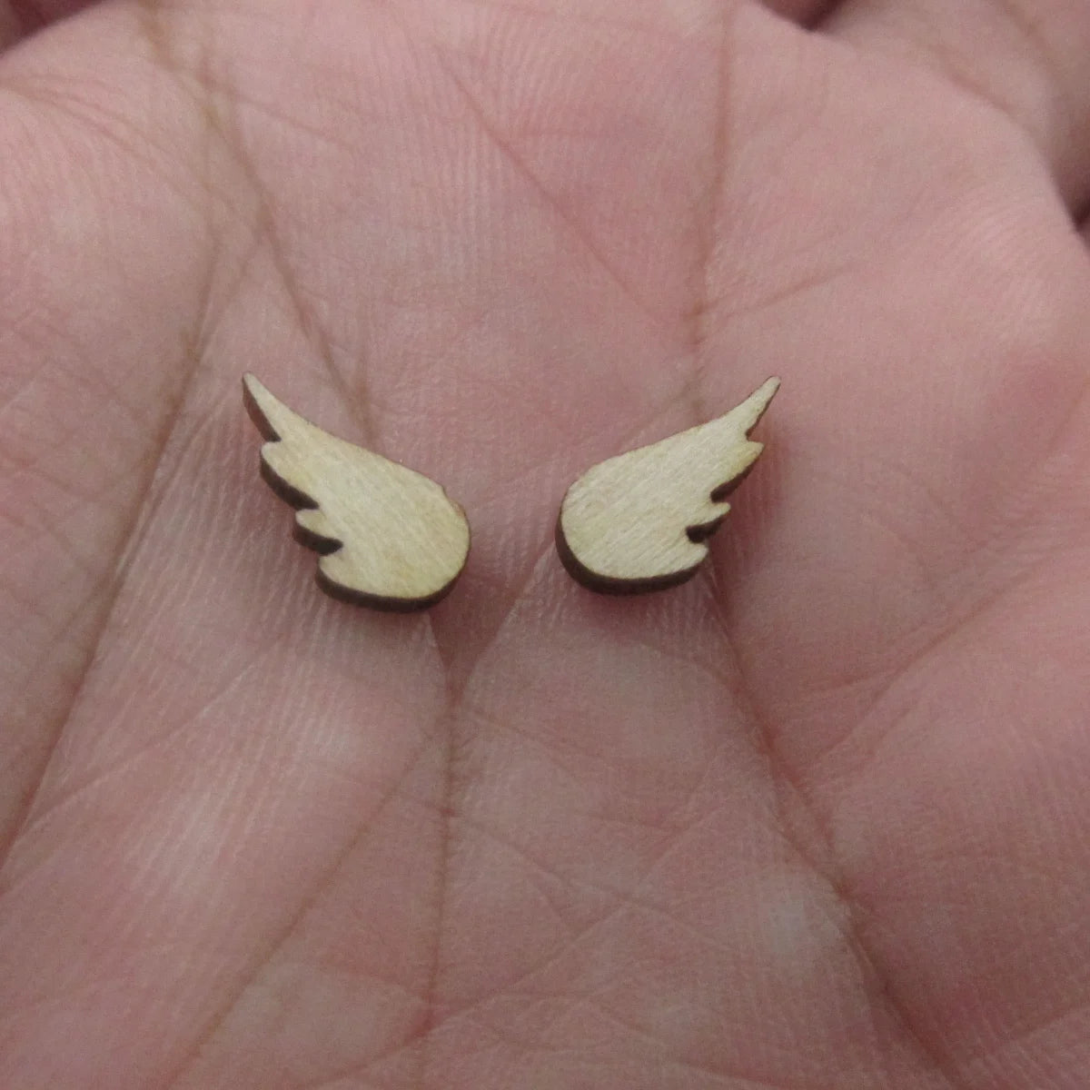 5 Pair Unfinished Blank Wooden Christmas Elf Hat Cabochon Angel Wings Post Christmas Stocking Gingerbread House Earrings Stud