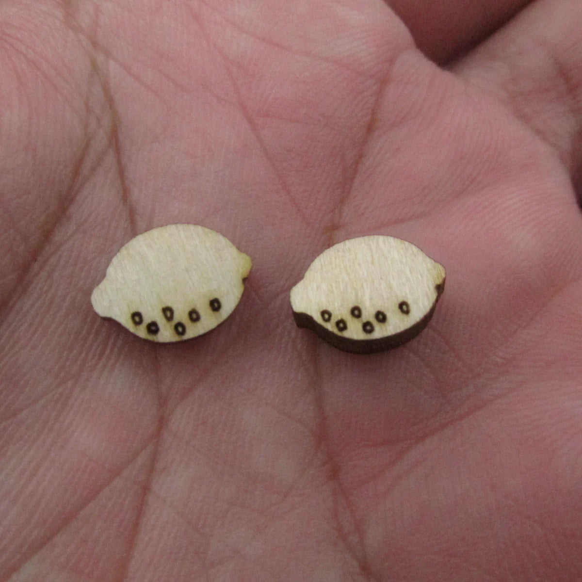 5 Pair Unfinished Blank Wooden Food Fruits Lemon Peach Cabochon Pineapple Post Cherry Wood Earrings Stud Jewerly Finding