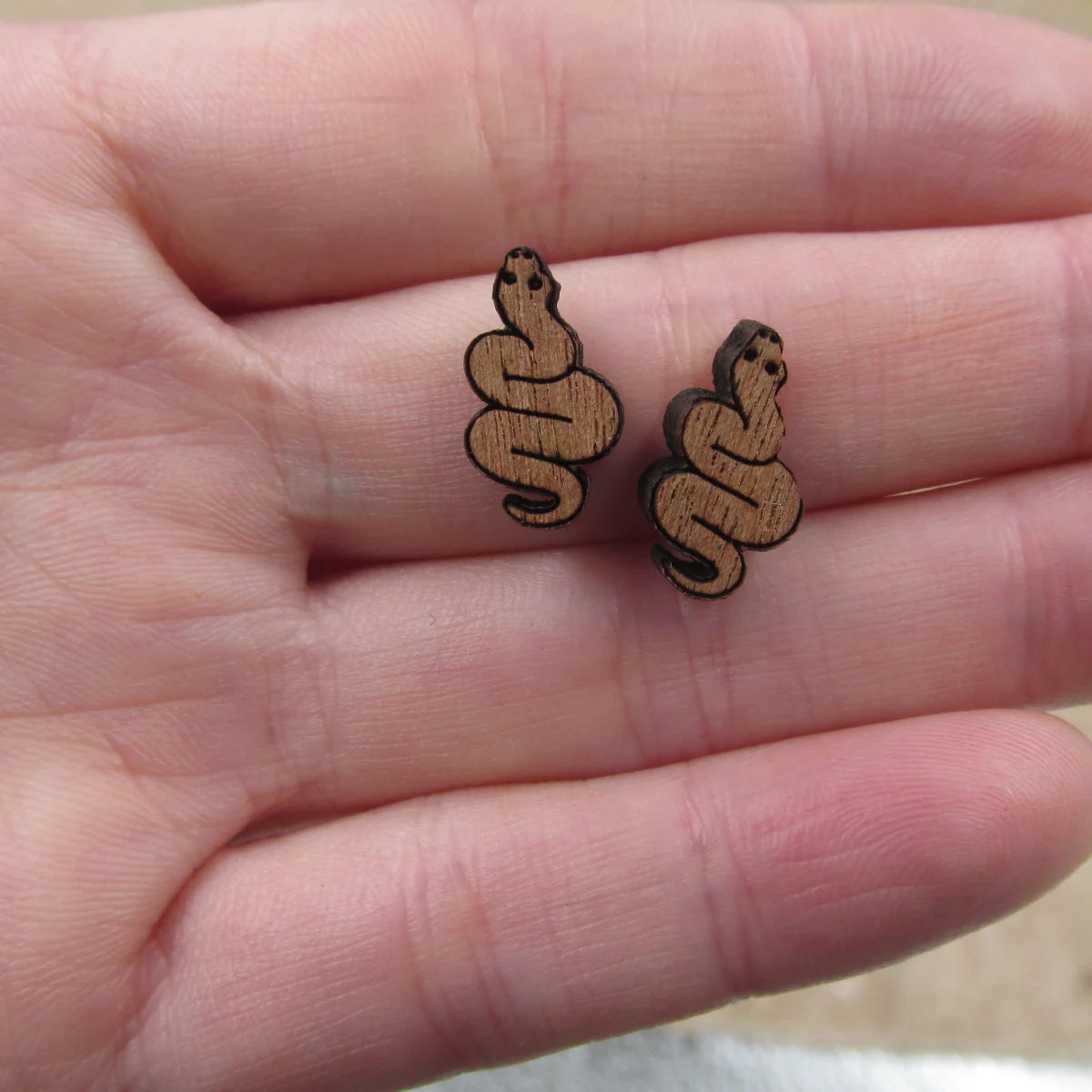 5 Pair Unfinished Wooden Cabochon Animal Snake Jewerly Accessory For DIY Handmade Earring Stud Charms