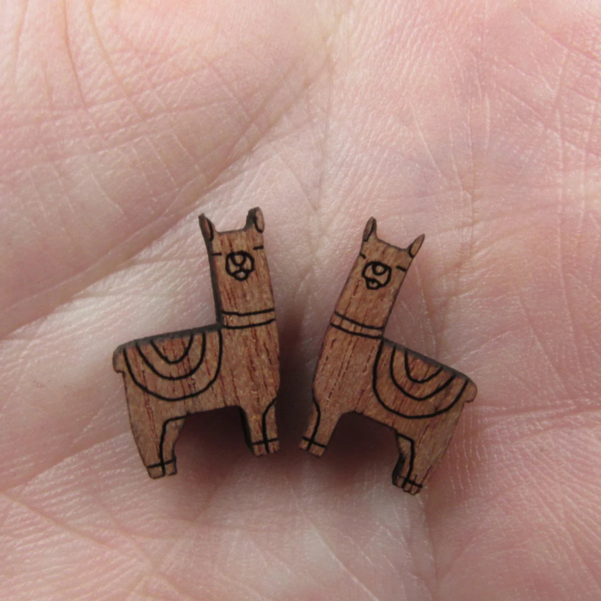 5 Pair Unfinished Blank Wild Animal Wooden Llama Alpaca Cabochon Charms Wood Shape Cutouts For DIY Craft  Earring Stud