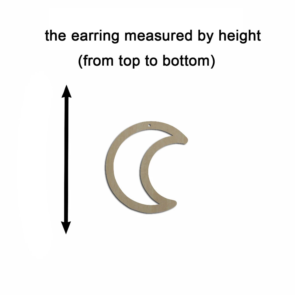 10pcs Unfinished Wood Blank Moon Hoop Outline Cutout Shape Macrame Earring Pendant Charms For DIY Jewelry Making