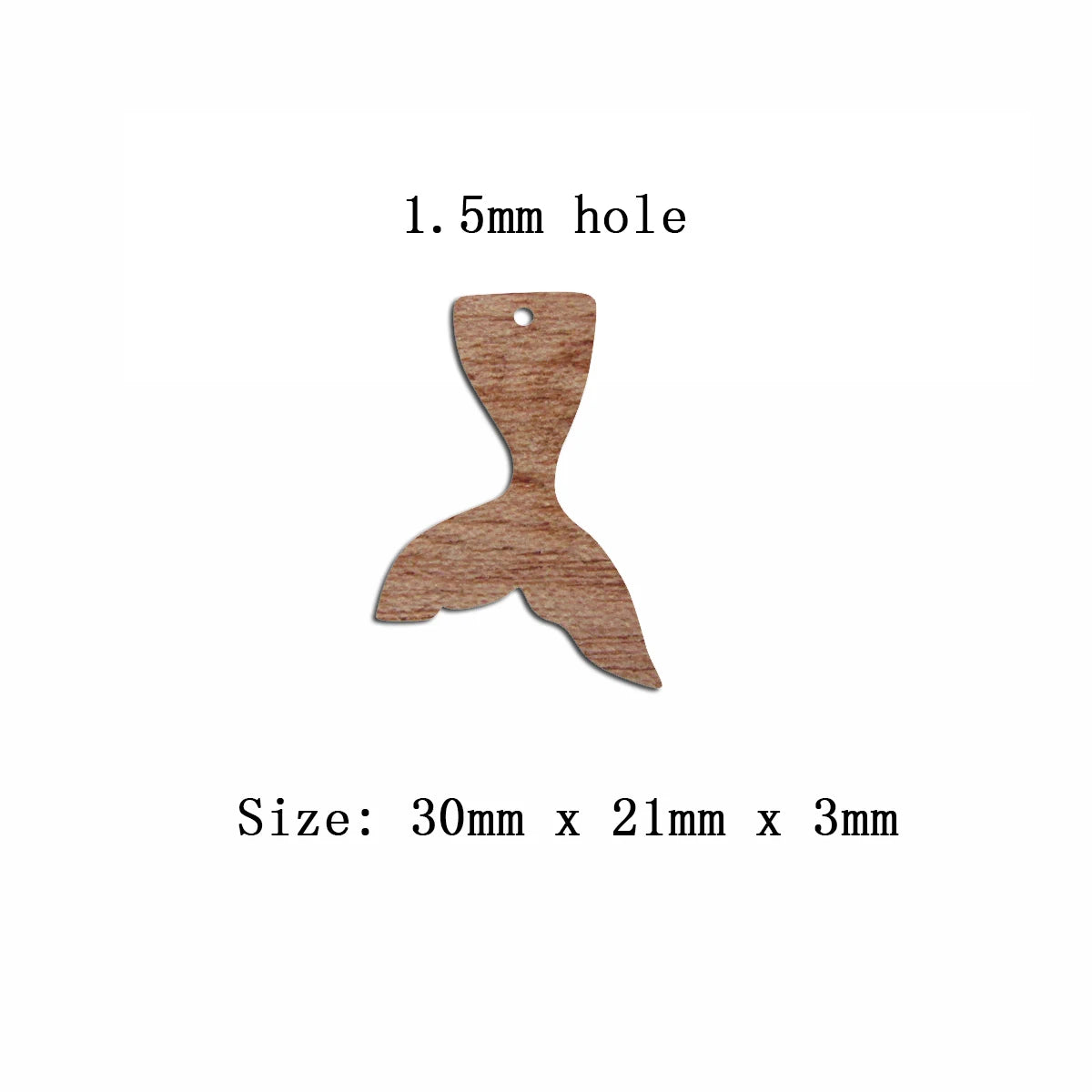 6pcs Unfinished Blank Wooden Mermaid Fish Tail Charms Connector Pendant Solid Wood for Women Female Jewelry Making DIY Crafting