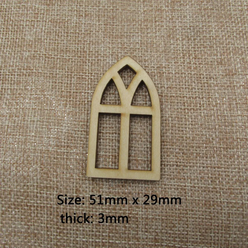 Unfinished Blank Dollhouse, Church Shape, Wooden Door, House Accessories, DIY Craft, 10Pcs
