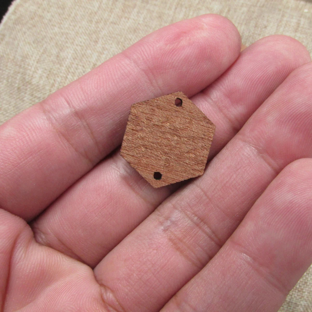 6pcs Unfinished Blank Wooden Hexagon Wood Shape Cutout Necklace Earring Pendant Connector For  DIY Making Jewelry