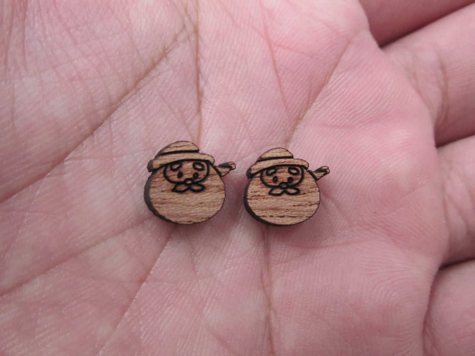 5 Pair Unfinished Blank Wood Cabochon Christmas Santa Claus Wooden Cutout Shapes For Paint Kit Craft  DIY Stud Earrings Supplies