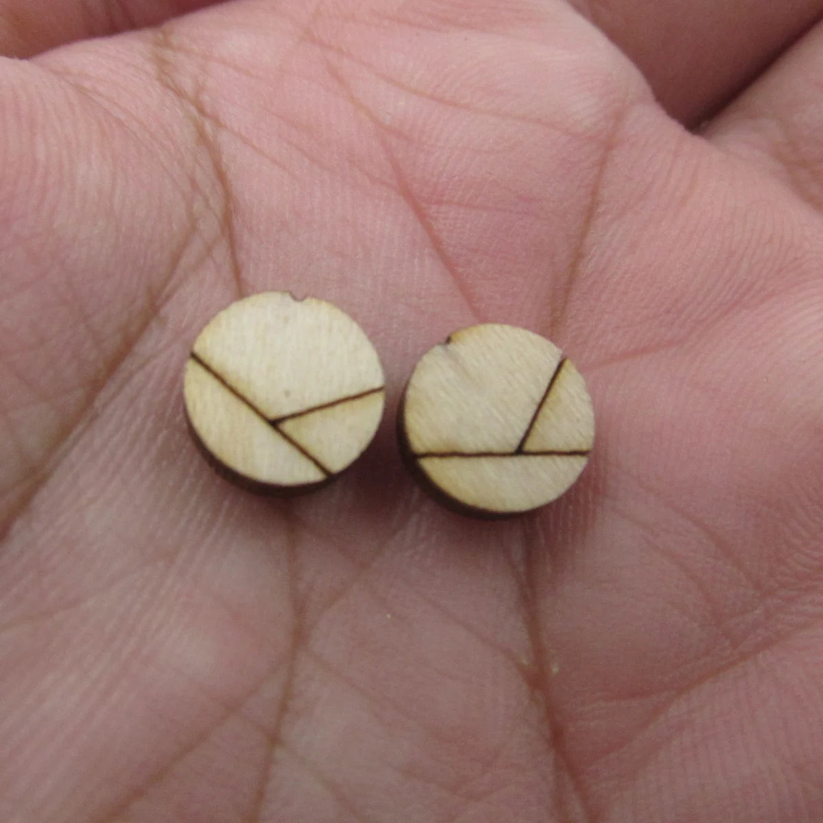 5 Pair Unfinished Blank Wooden Geometric Style Chevron Cabochon Post Mini Valentines Day Hatch Wood Ladies Earrings Stud
