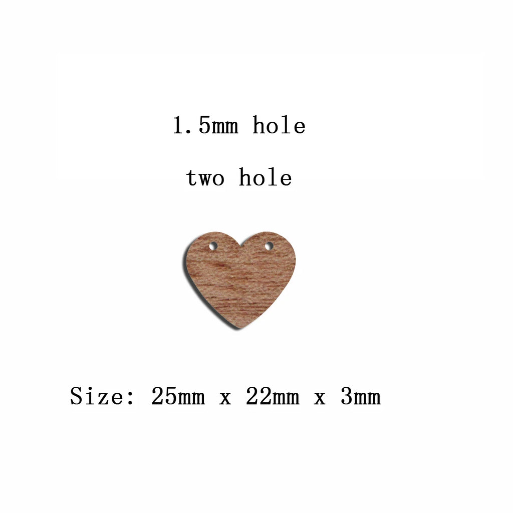 6pcs Unfinished Blank Wooden Heart With Two Holes Earring Charms Connector Pendant for Jewelry Making