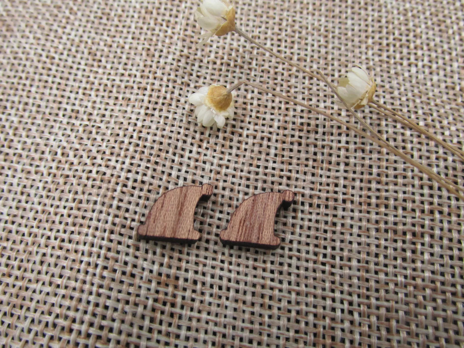 5 Pair Unfinished Blank Wood Cabochon Christmas Santa Hat Wooden Cutout Shapes For Paint Kit Craft  DIY Stud Earrings Supplies